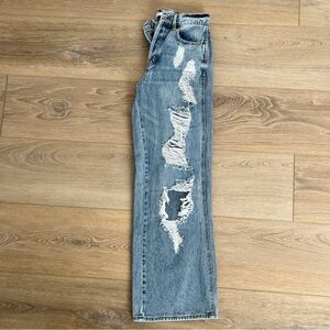 PacSun Light Blue Distressed Straight Leg Jeans